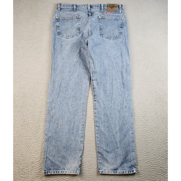 Wrangler Jeans Mens 36x32 Blue Straight Leg Classic Fit Grunge Workwear Denim - Picture 2 of 10
